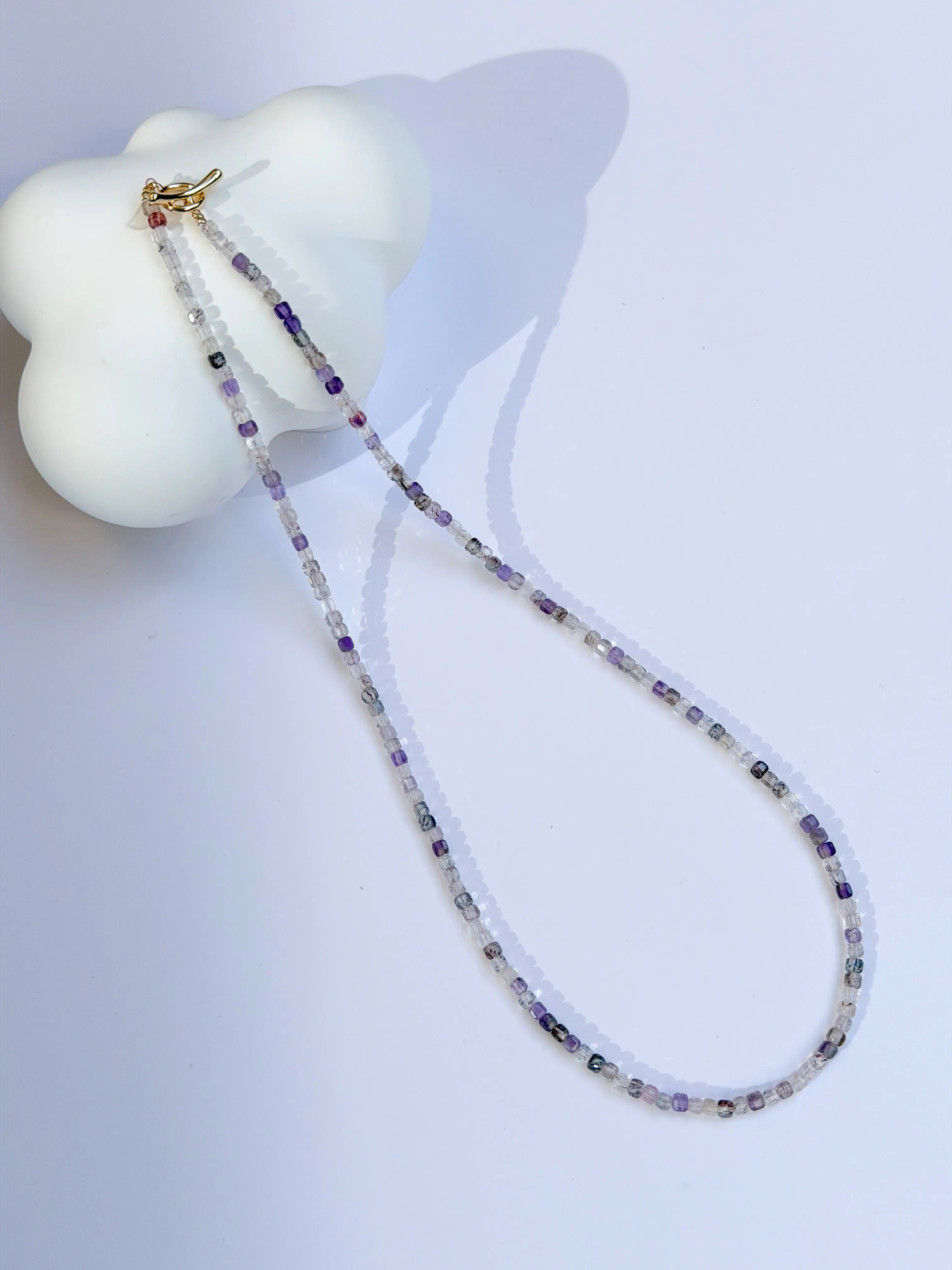 Ethereal Union - Super 7 Amethyst Japanese Minimalist Necklace view 3